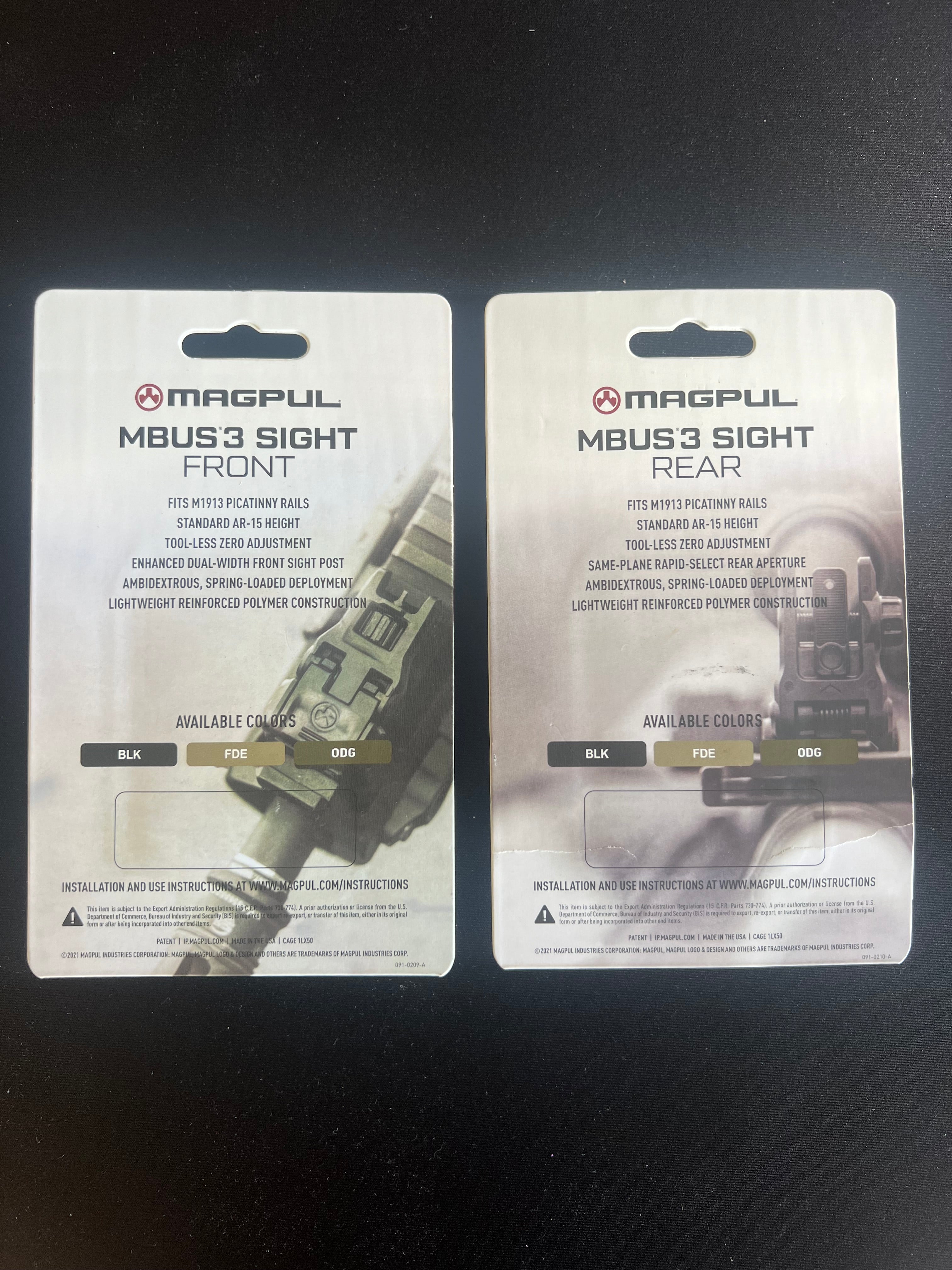 MBUS 3 Front & Rear Sights (Black) – Certified OEM Clones